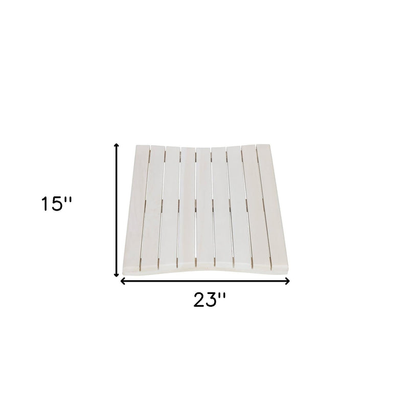 23" White Teak Slat Non Slip Bath Mat-7