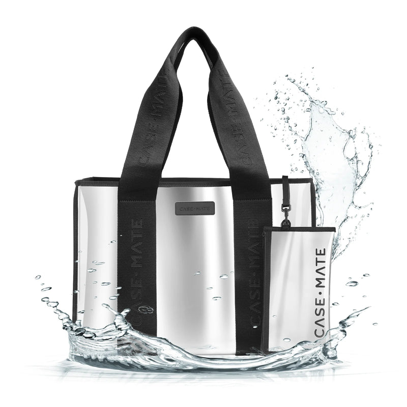 Silver Chrome Beach Tote Bag - Silver
