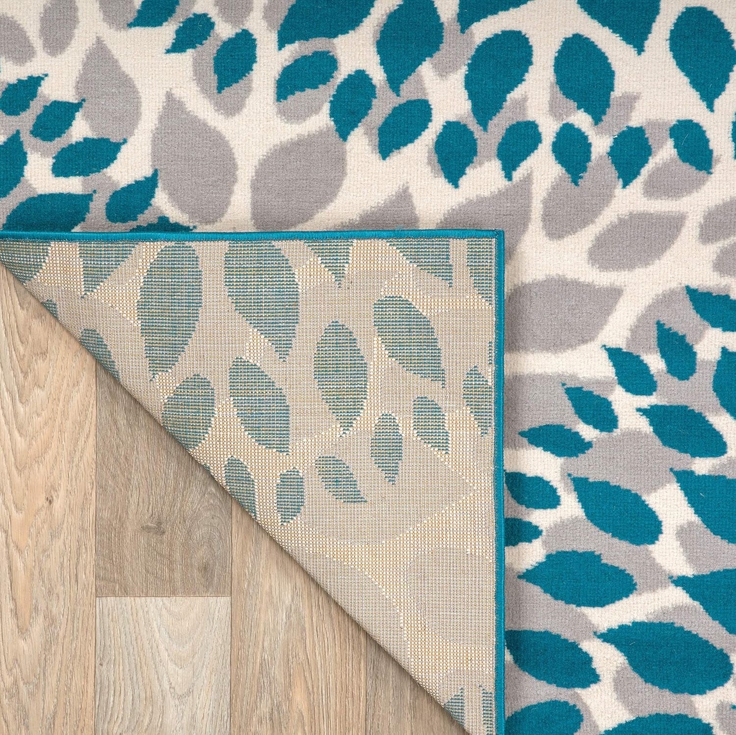 Modern Floral Circles Design for Living Room,Bedroom,Home Office,Kitchen Non Shedding Area Rug 3'1" X 5' Blue - Puck's