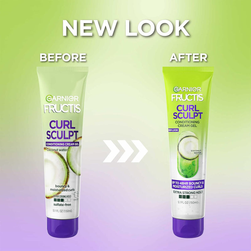 Fructis Style Curl Sculpt Conditioning Cream Gel for Bounce & Moisture, 5.1 Fl Oz, 1 Count (Packaging May Vary) - Puck's