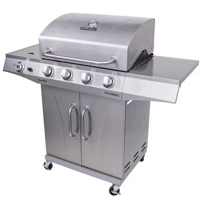 Performance Series Silver 4-Burner Liquid Propane Gas Grill with 1 Side Burner - Puck's