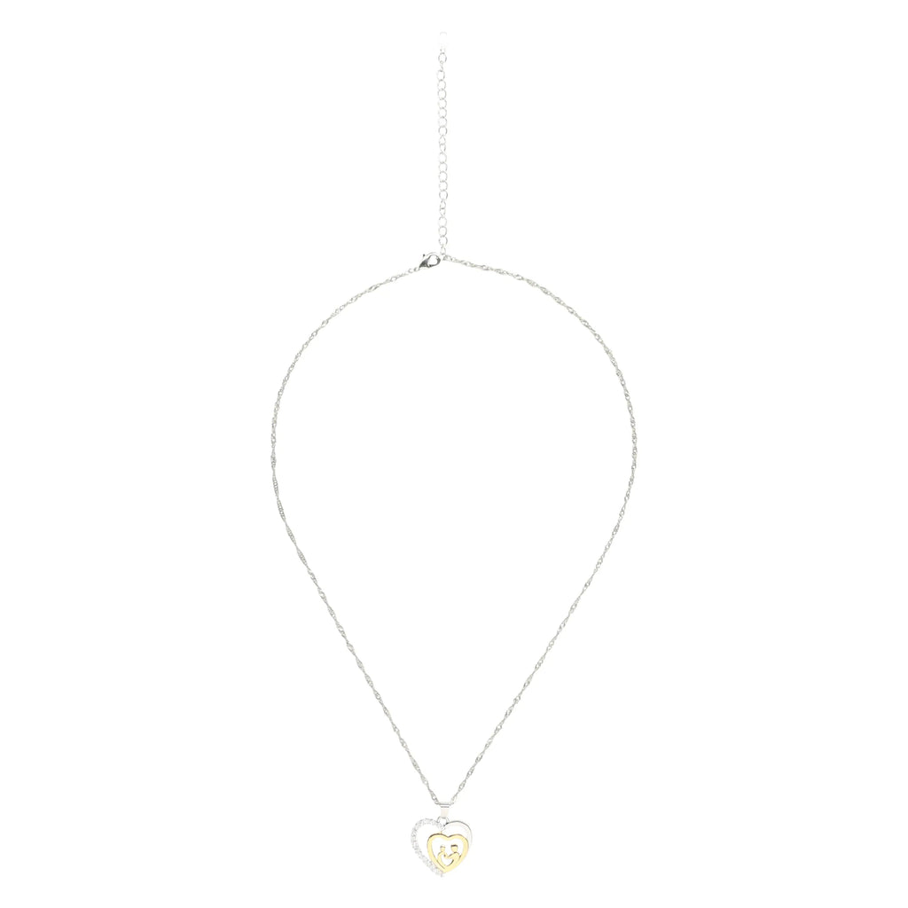 Mother and Child Necklace Pave Heart Pendant Necklace - Puck's