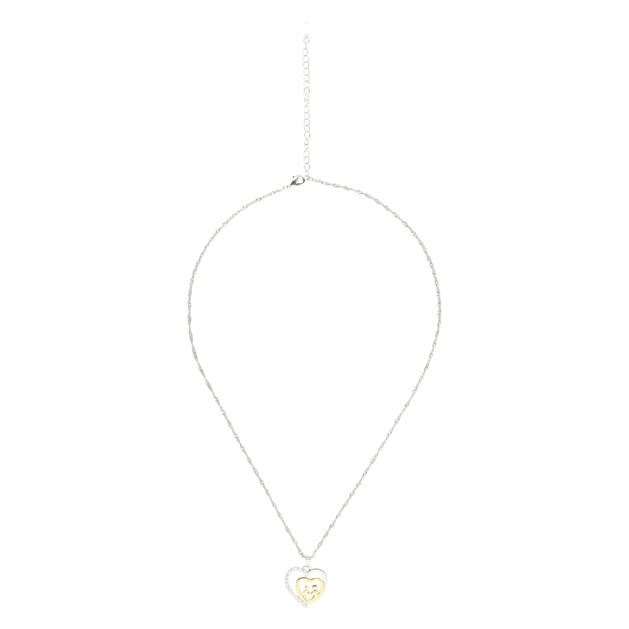 Mother and Child Necklace Pave Heart Pendant Necklace - Puck's