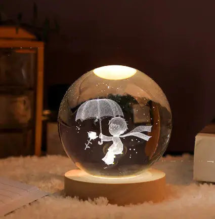 3D Crystal Solar System Night Light - Puck's