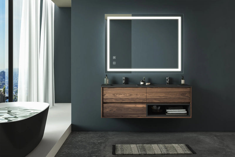 32x24 Inch Bathroom LED Premium Vanity Mirror With Focusing Back Panel, High Lumens, Dimmable Touch, Unavailable Platforms-Welfel - Puck's