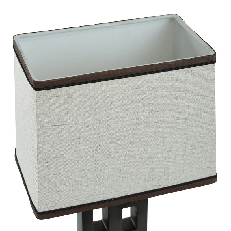 Better Homes & Gardens Open Works Lamp with Shade, Walnut, 11"L X 7"W X 19"H - Puck's