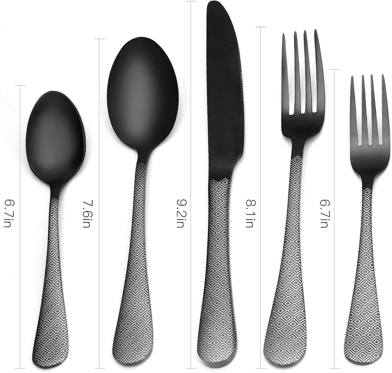 Matte Black Silverware Set, Satin Finish 20-Piece Stainless Steel Flatware Set,Kitchen Utensil Set Service for 4,Tableware Cutlery Set for Home and Restaurant, Dishwasher Safe - Puck's