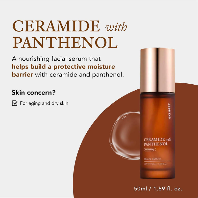SKIN627 Daily Face Serum - 1.69 Oz Korean Skin Care Korean Moisturizer (CERAMIDE with PANTHENOL) - Puck's