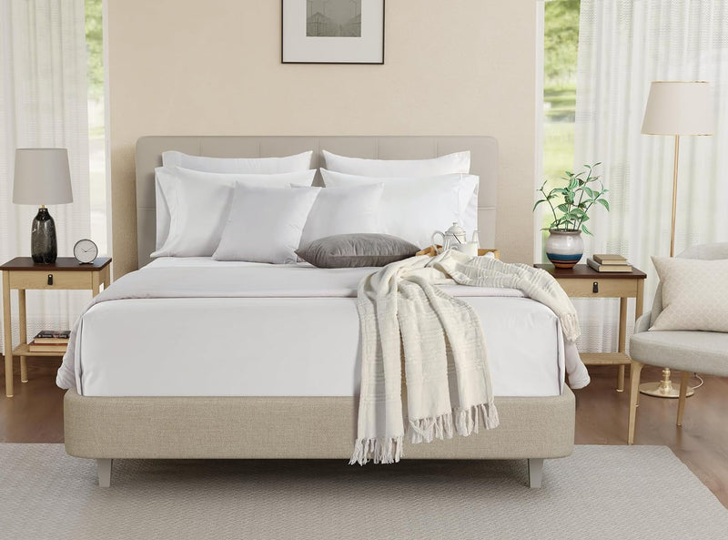 100% Egyptian Cotton Sheets King Size Sheets Set with Fully Elasticated Fitted Sheet & Pillowcase Sets, 800 TC Hotel Collection Deep Pocket King Sheet Set, No Pill Soft Breathable Luxury White Bedding - Puck's