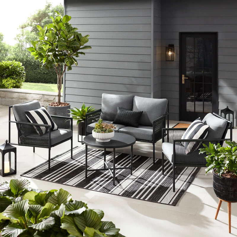 Logan 4-Piece Outdoor Conversation Set, Dark Gray - Puck's
