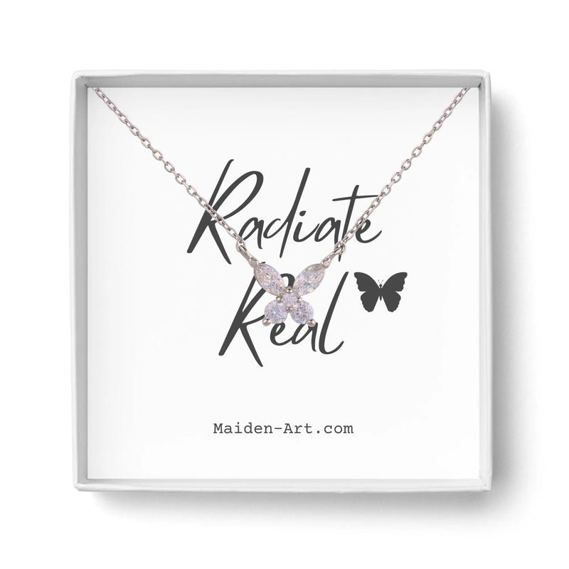 925 Sterling Silver Butterfly Pendant Necklace - Puck's