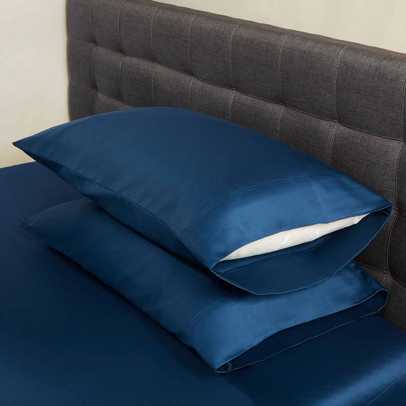 300 Thread Count Navy Cotton Sateen Pillowcases, King, 2 - Puck's