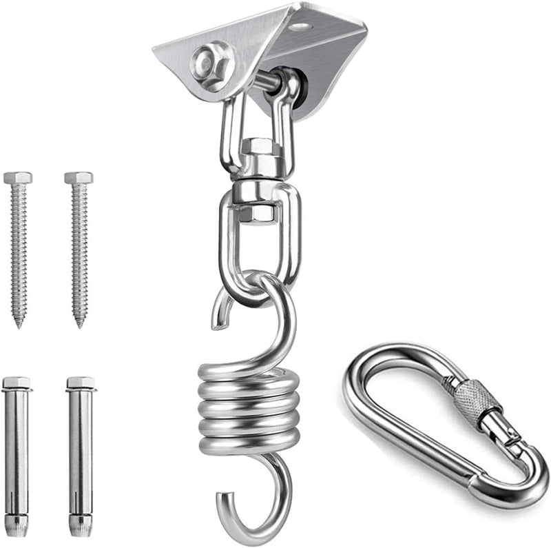 Hammock Chair Hanging Kit for Bedroom, Outdoor Patio Porch Swing Hardware, Heavy Duty Punching Bag Swivel Hanger, Ceiling Mount Hook for Aeorial Yoga Trapeze, Boxing, Tire Rope Swinging - Puck's