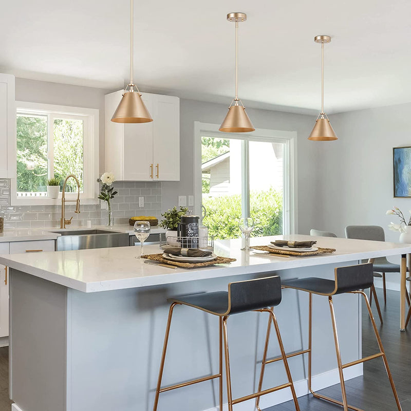 Gold Pendant Lighting, Modern Hanging Light Fixture for Kitchen Island, Hallway, Dining Room, Foyer and Bedroom - Puck's