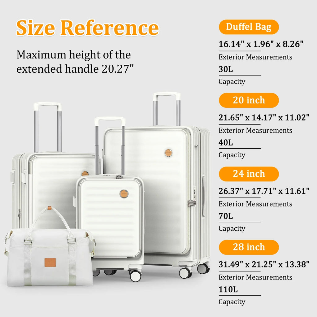 - 4 Luggage Sets PC Hardside Spinner Luggage -（Expandable Suitcase20"24"）28-In Checked Luggage - Puck's