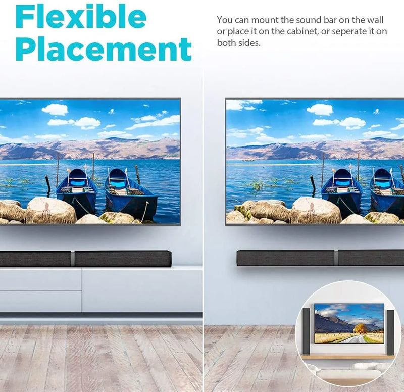 Sound Bars for TV, Bluetooth Soundbar for TV, 50W TV Sound Bar with 4 Drivers and Remote Control, Home Audio TV Speakers Sound Bar with Arc/Optical/Aux Connect - Puck's