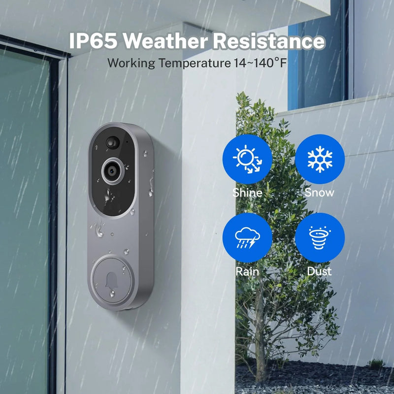 Wireless Doorbell Camera with Chime, Video Doorbell Security Camera with Batteries for Home - Puck's