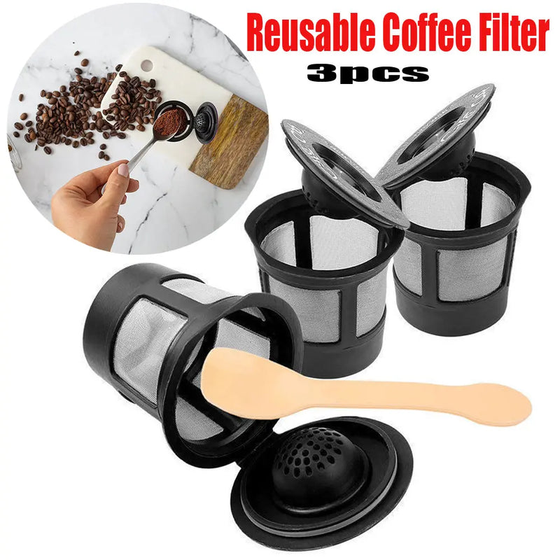 3pcs Reusable Coffee Filter Pod with Spoon - Puck's