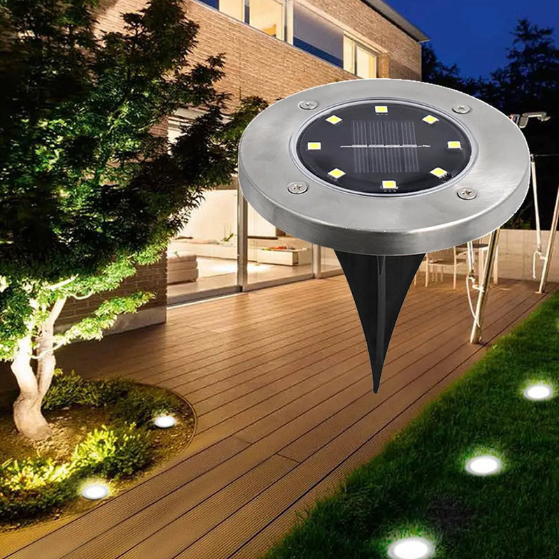 4/8 LEDs Solar Powered Buried Light Outdoor Pathway Garden Decking - Puck's