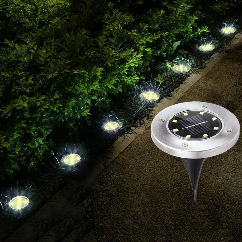 4/8 LEDs Solar Powered Buried Light Outdoor Pathway Garden Decking - Puck's