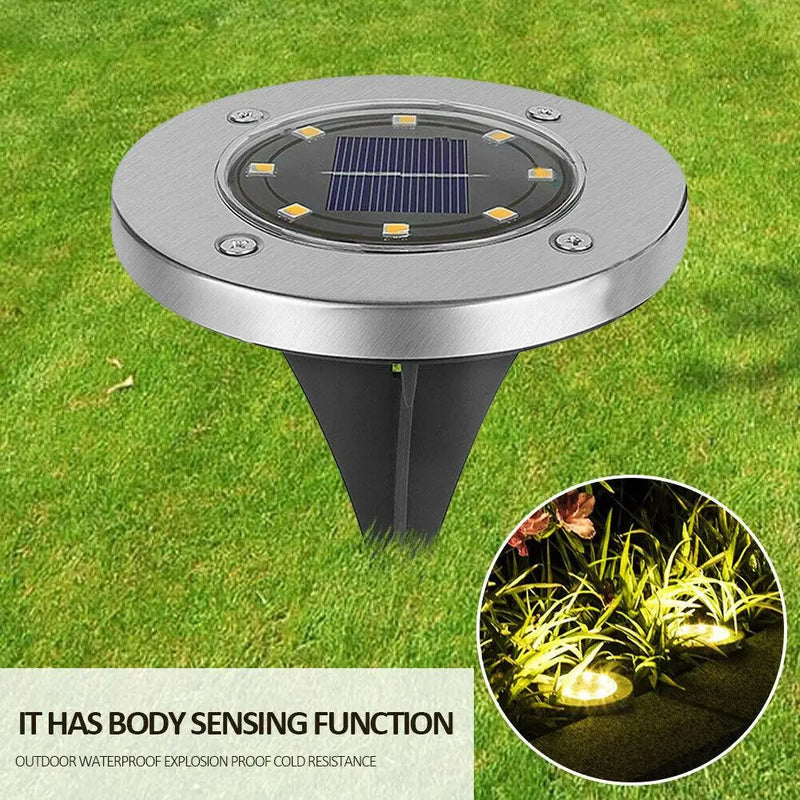 4/8 LEDs Solar Powered Buried Light Outdoor Pathway Garden Decking - Puck's