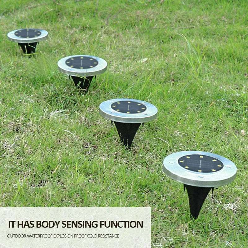 4/8 LEDs Solar Powered Buried Light Outdoor Pathway Garden Decking - Puck's