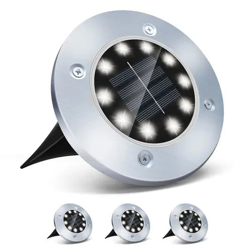 4/8 LEDs Solar Powered Buried Light Outdoor Pathway Garden Decking - Puck's