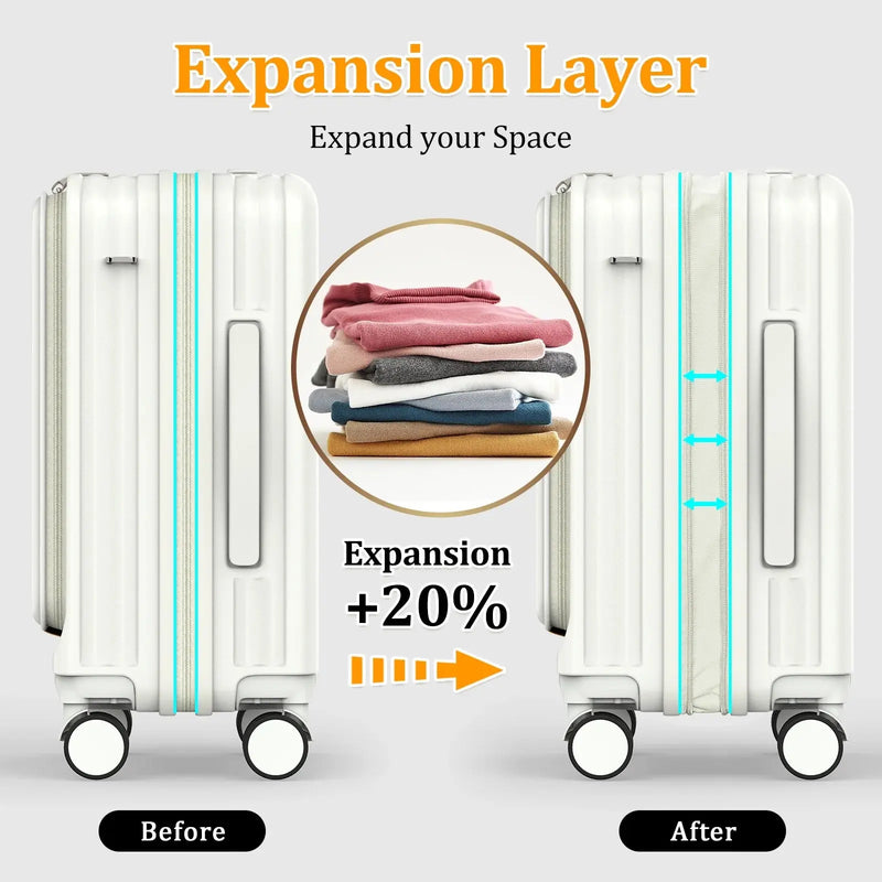 - 4 Luggage Sets PC Hardside Spinner Luggage -（Expandable Suitcase20"24"）28-In Checked Luggage - Puck's