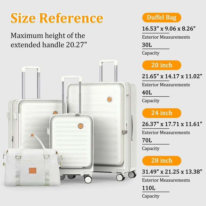 - 4 Luggage Sets PC Hardside Spinner Luggage -（Expandable Suitcase20"24"）28-In Checked Luggage - Puck's