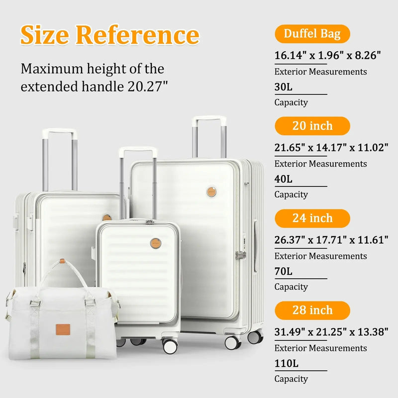 - 4 Luggage Sets PC Hardside Spinner Luggage -（Expandable Suitcase20"24"）28-In Checked Luggage - Puck's