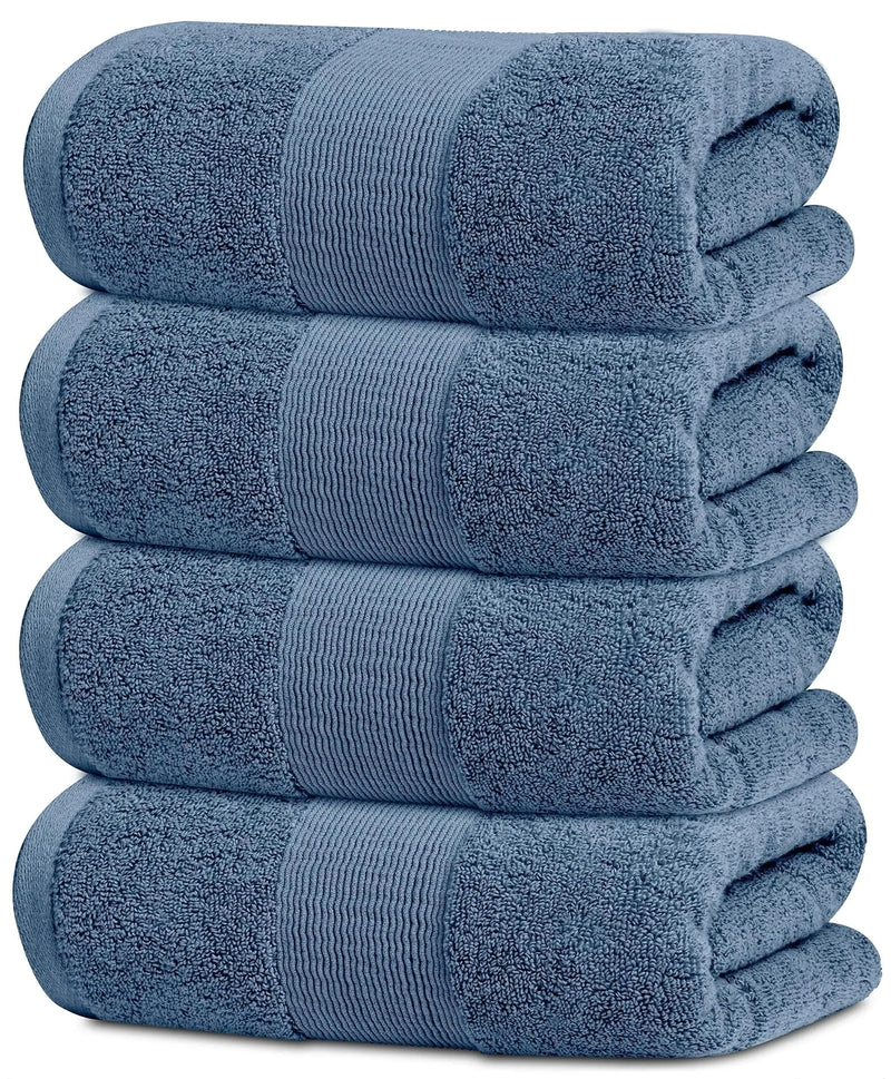 4 Pack Resort Collection Soft Bath Towels 28x55 in Luxury Plush Cotton Blue - Puck's