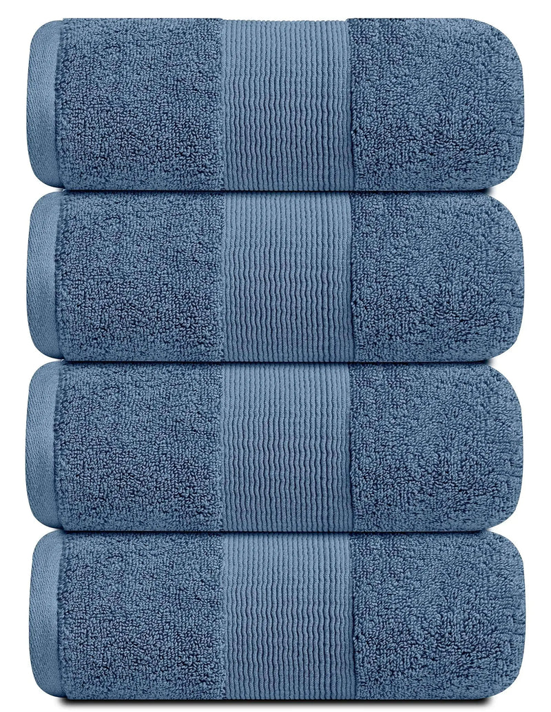 4 Pack Resort Collection Soft Bath Towels 28x55 in Luxury Plush Cotton Blue - Puck's
