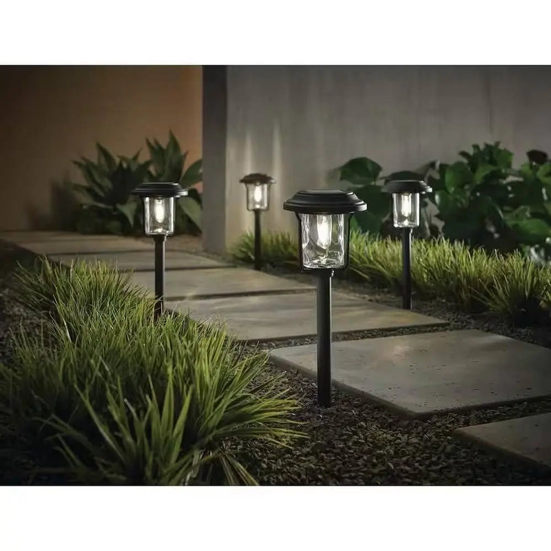 4 Pack - Solar LED Light Set - Outdoor Path Lighting in Black - Puck's