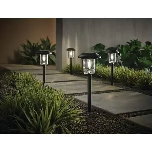 4 Pack - Solar LED Light Set - Outdoor Path Lighting in Black - Puck's