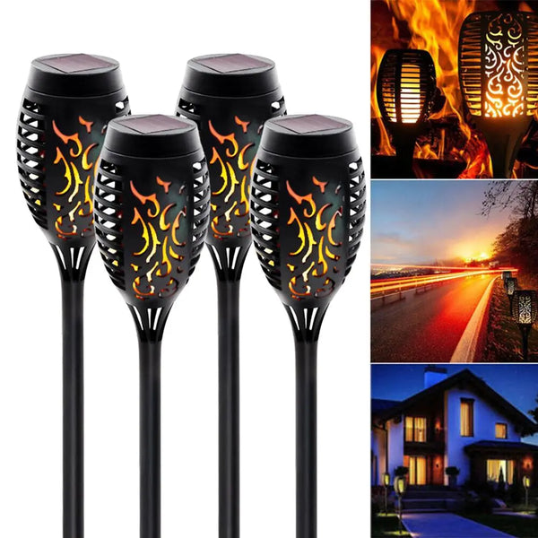 4 Pack Solar Lights Outdoor Solar 12 Led Torch Flickering Flame Lights - Puck's