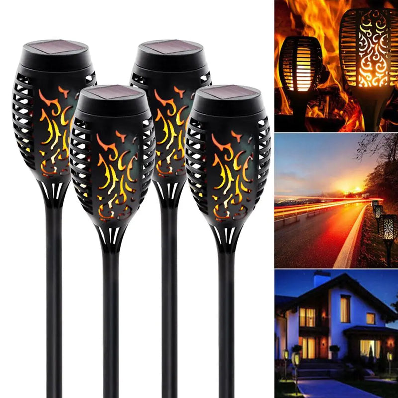 4 Pack Solar Lights Outdoor Solar 12 Led Torch Flickering Flame Lights - Puck's
