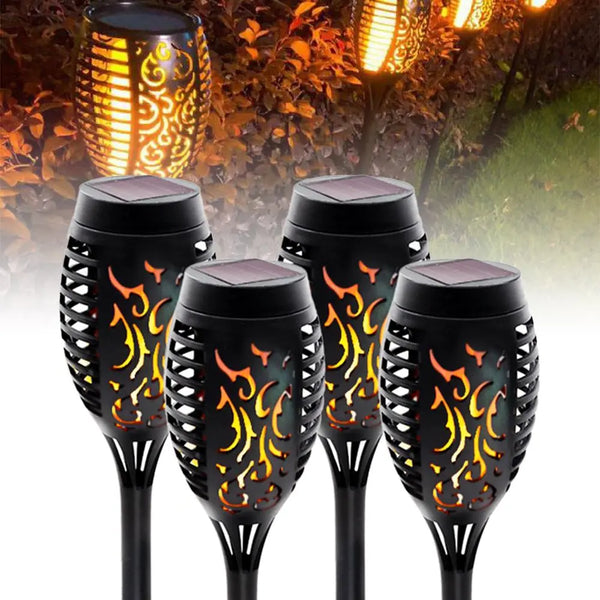 4 Pack Solar Lights Outdoor Solar 12 Led Torch Flickering Flame Lights - Puck's