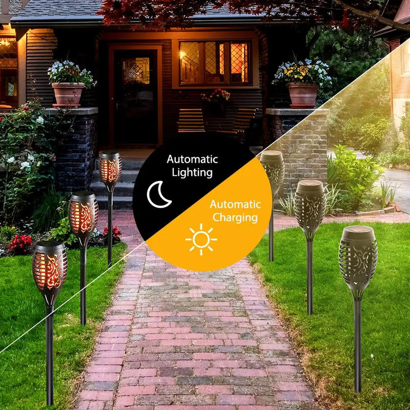 4 Pack Solar Lights Outdoor Solar 12 Led Torch Flickering Flame Lights - Puck's
