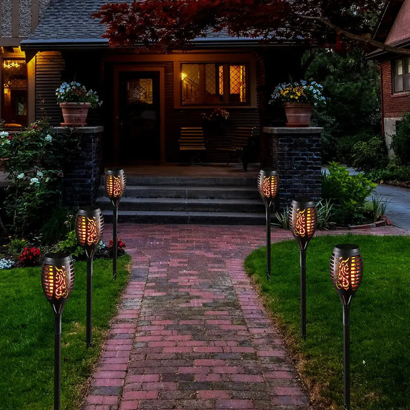 4 Pack Solar Lights Outdoor Solar 12 Led Torch Flickering Flame Lights - Puck's