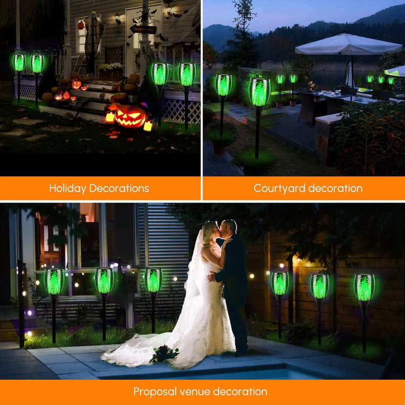 4 Pack Solar Lights Outdoor Solar 12 Led Torch Flickering Flame Lights - Puck's