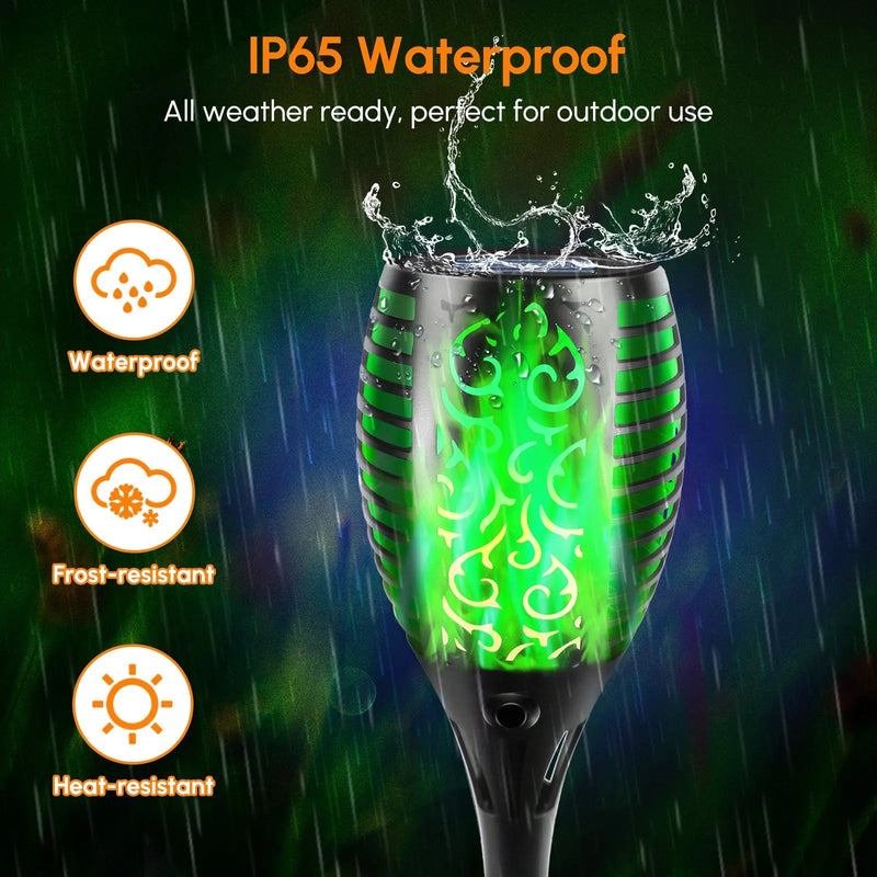 4 Pack Solar Lights Outdoor Solar 12 Led Torch Flickering Flame Lights - Puck's