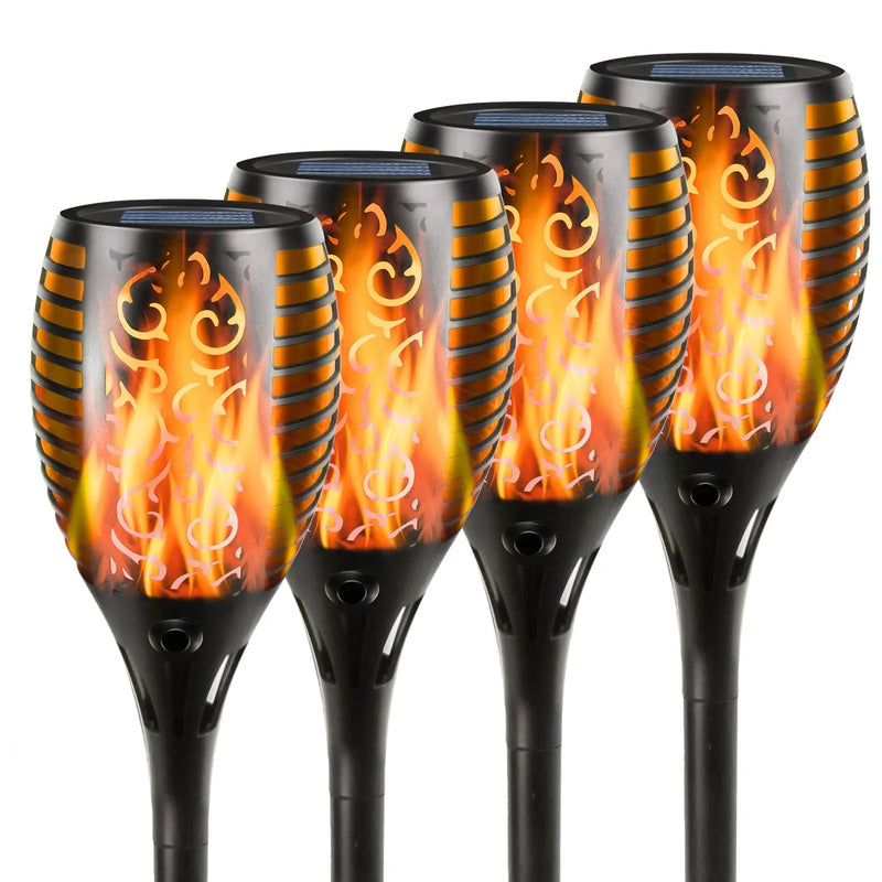 4 Pack Solar Lights Outdoor Solar 12 Led Torch Flickering Flame Lights - Puck's