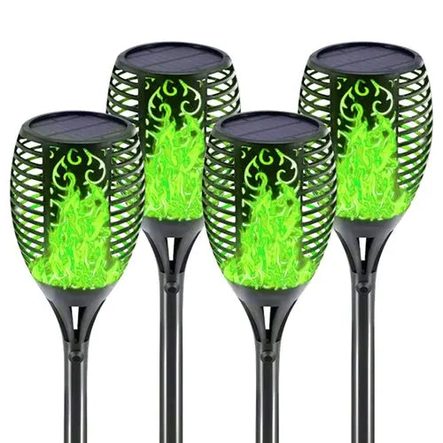 4 Pack Solar Lights Outdoor Solar 12 Led Torch Flickering Flame Lights - Puck's