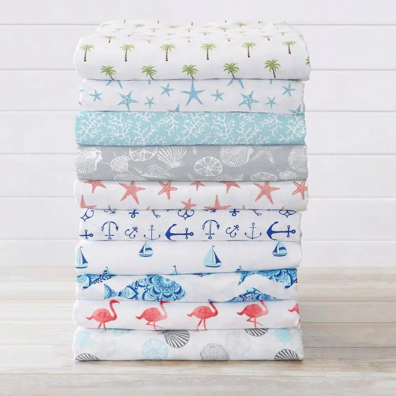 4-Piece Starfish Blue Ultra Soft Coastal Printed Microfiber King Sheet Set - Puck's