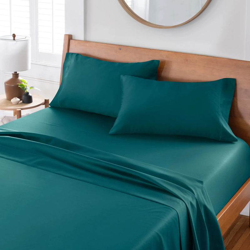 400 TC Hygro Cotton Pillowcases, Standard/Queen, Teal Rain, 2 Piece - Puck's