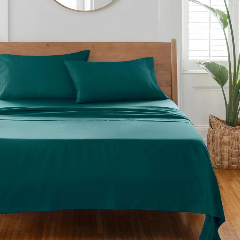 400 TC Hygro Cotton Pillowcases, Standard/Queen, Teal Rain, 2 Piece - Puck's