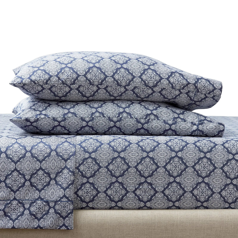 400 Thread Count Navy Ogee Performance Hygrocotton Pillowcase Set, Standard/Queen (2 Count) - Puck's