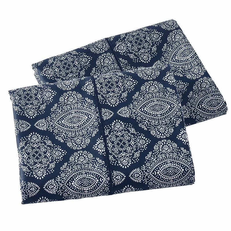 400 Thread Count Navy Ogee Performance Hygrocotton Pillowcase Set, Standard/Queen (2 Count) - Puck's
