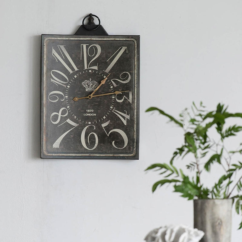 Vintage Style Black and White Iron Wall Clock-2