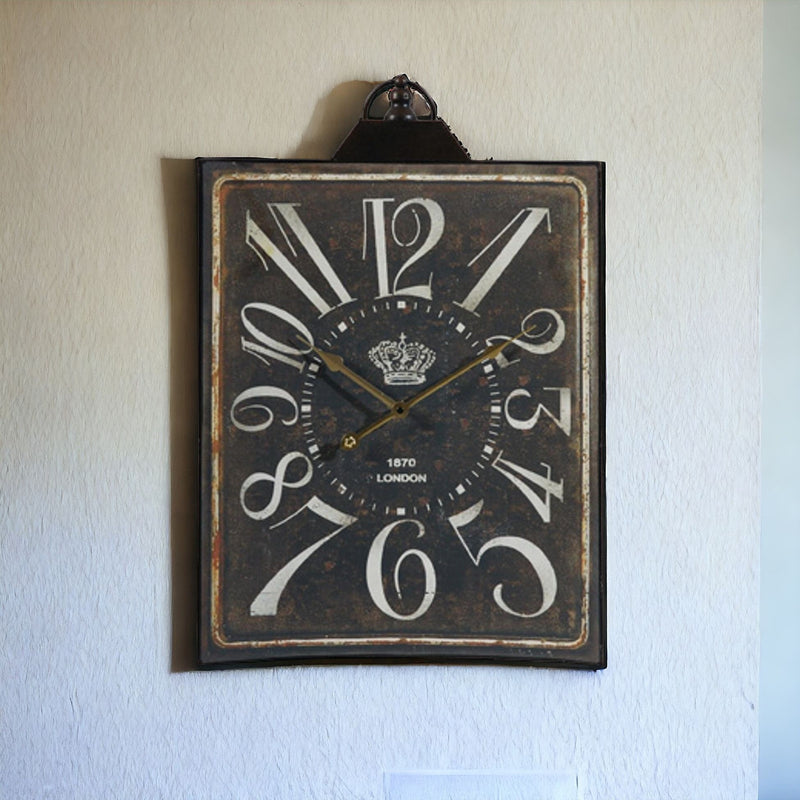 Vintage Style Black and White Iron Wall Clock-4